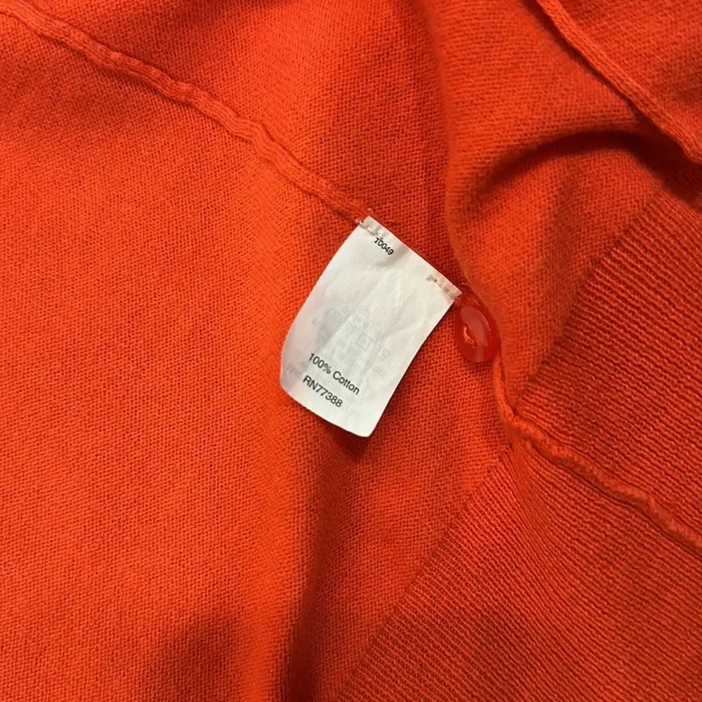 J. Crew Coral Orange Ruffle Button Front Coquette Cardigan Sweater Women Medium
